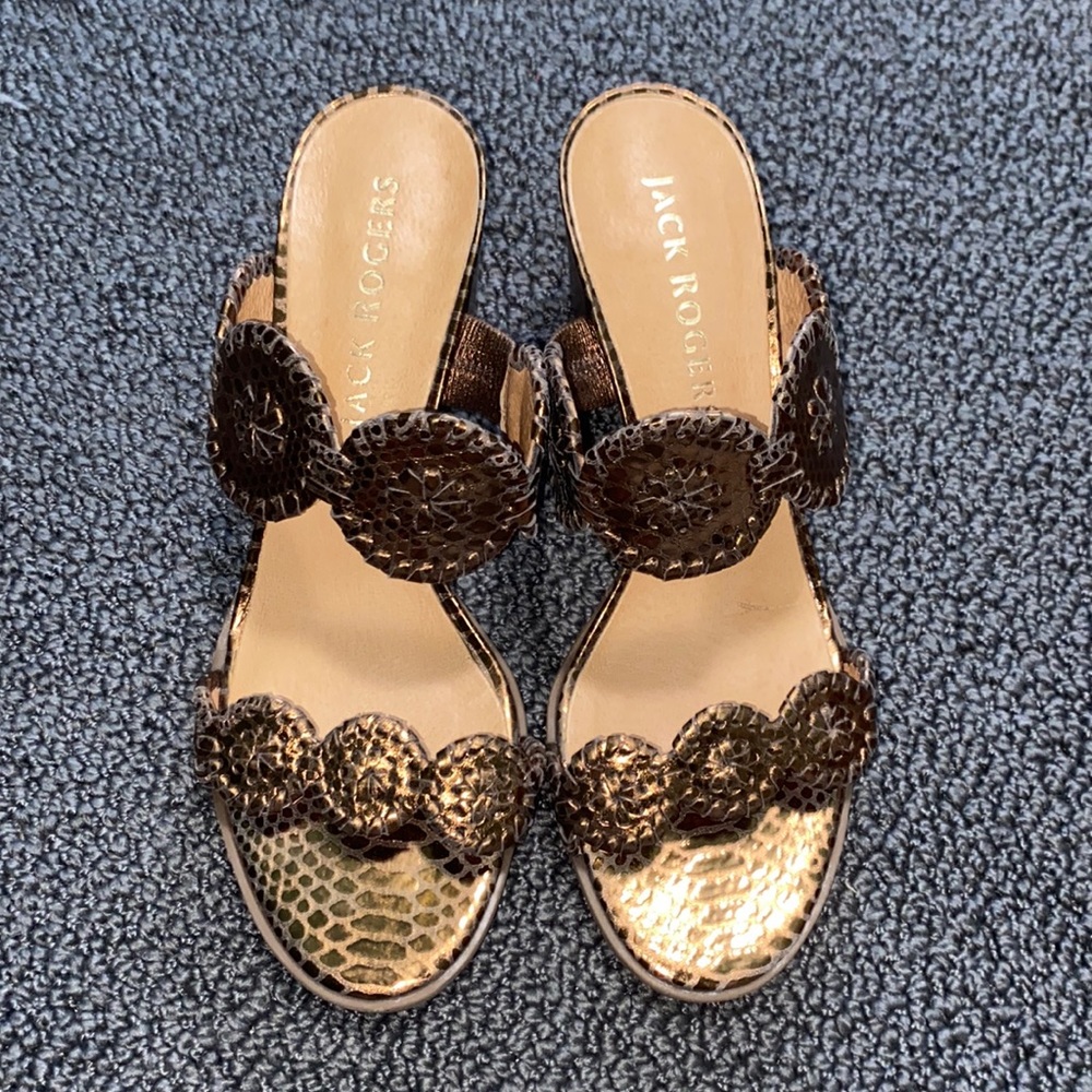 Jack rogers bronze 2 inch heels